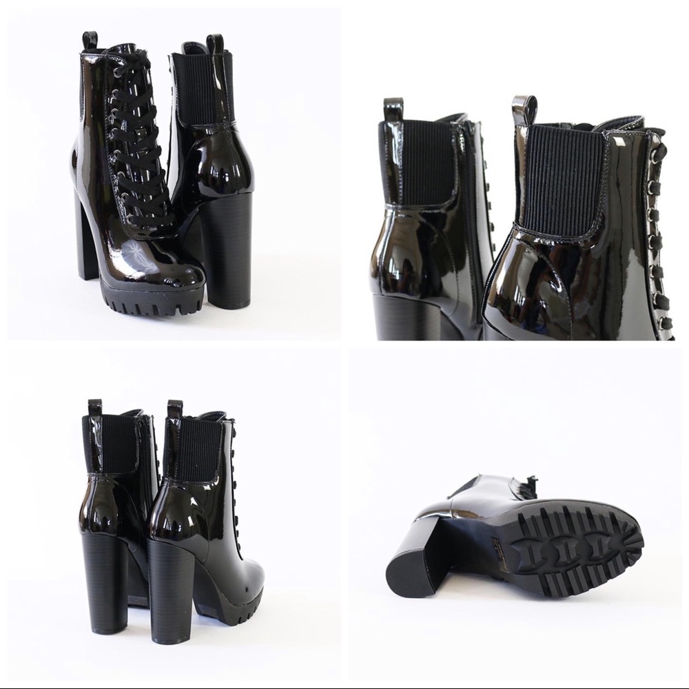 veronica43blk lace up lug sole ankle boots booties - Picture 7 of 7